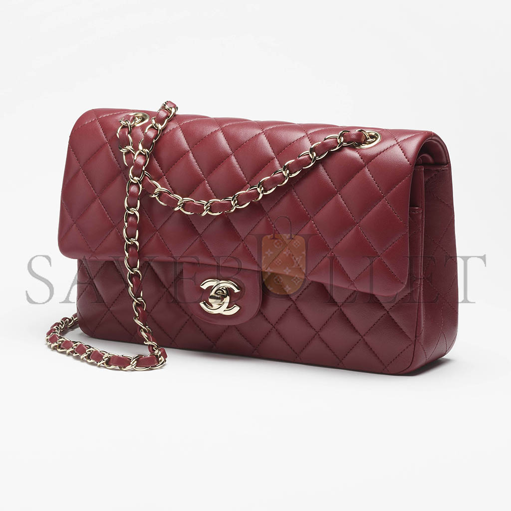CHANEL CLASSIC 11.12 HANDBAG LAMBSKIN & GOLD-TONE METAL BURGUNDY A01112 (25.5*15.5*6.5cm) CHANEL CLASSIC 11.12 HANDBAG LAMBSKIN & GOLD-TONE METAL BURGUNDY A01112 (25.5*15.5*6.5cm)